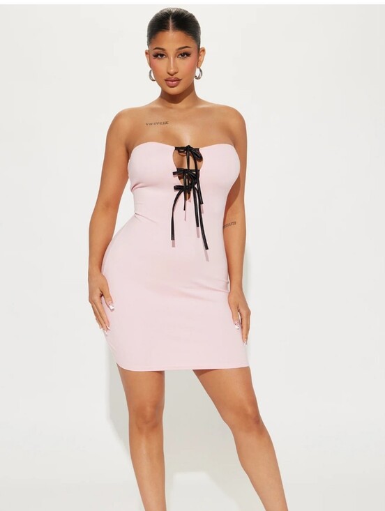 Fashion Nova Dresses & Skirts - Fashion Nova Brielle Bow Pink Strapless Mini Dress
